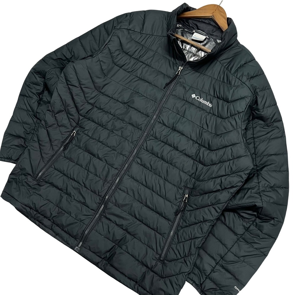 Columbia Omni-Heat Puffer Jacket Womens 1X Black Full Zip Insulated Coat Winter